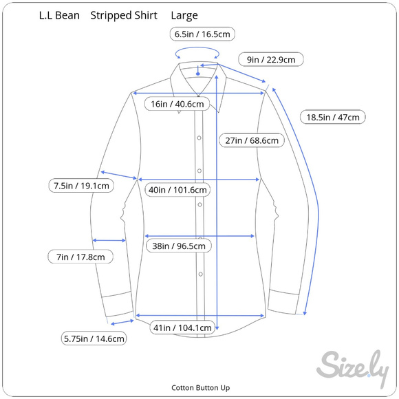 L.L Bean Blue and White Striped Button Down size L - Picture 9 of 9